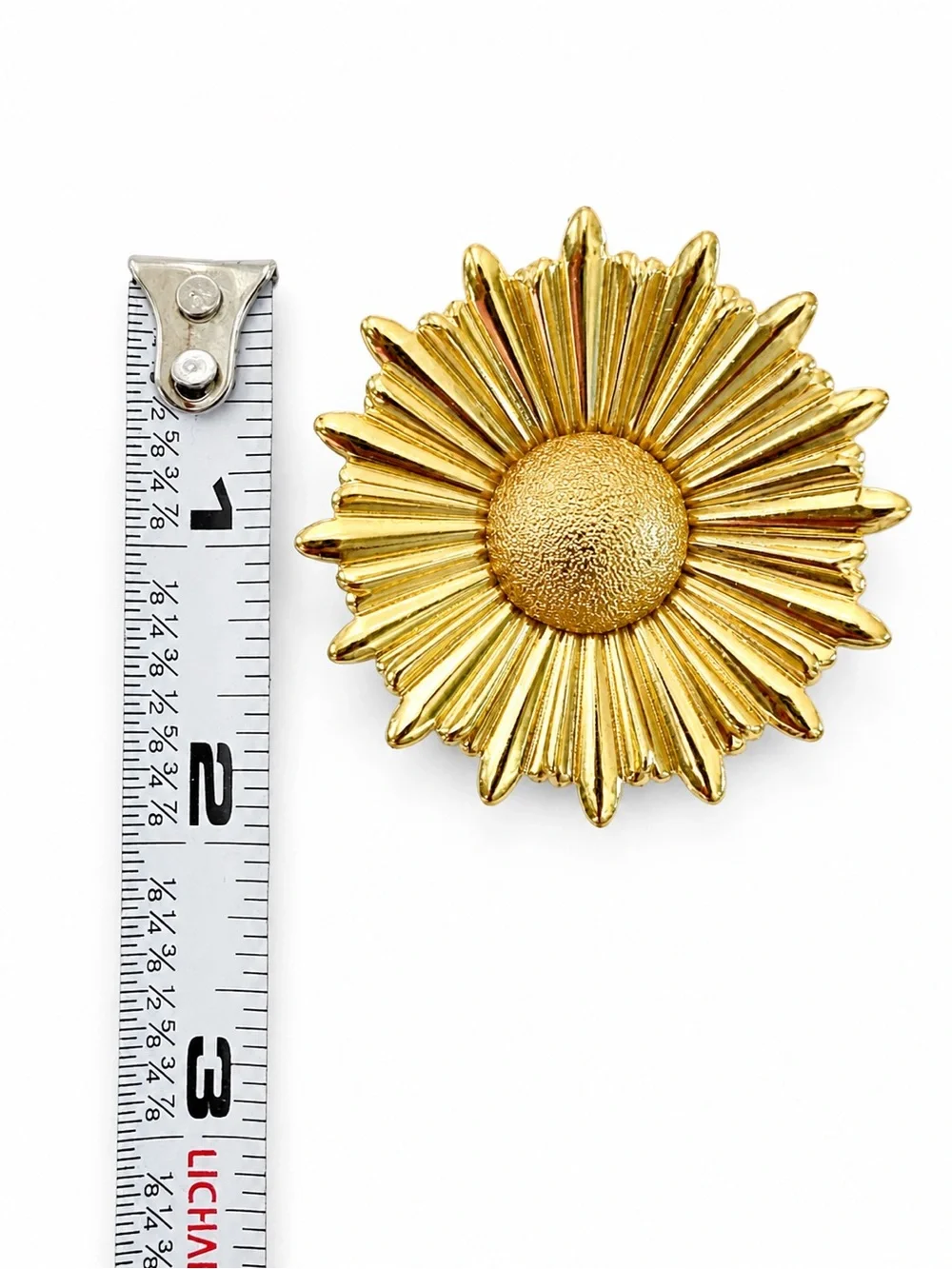 Brand New Gold Tone Sunburst Statement Brooch‎ Pin | Bold Vintage Inspired